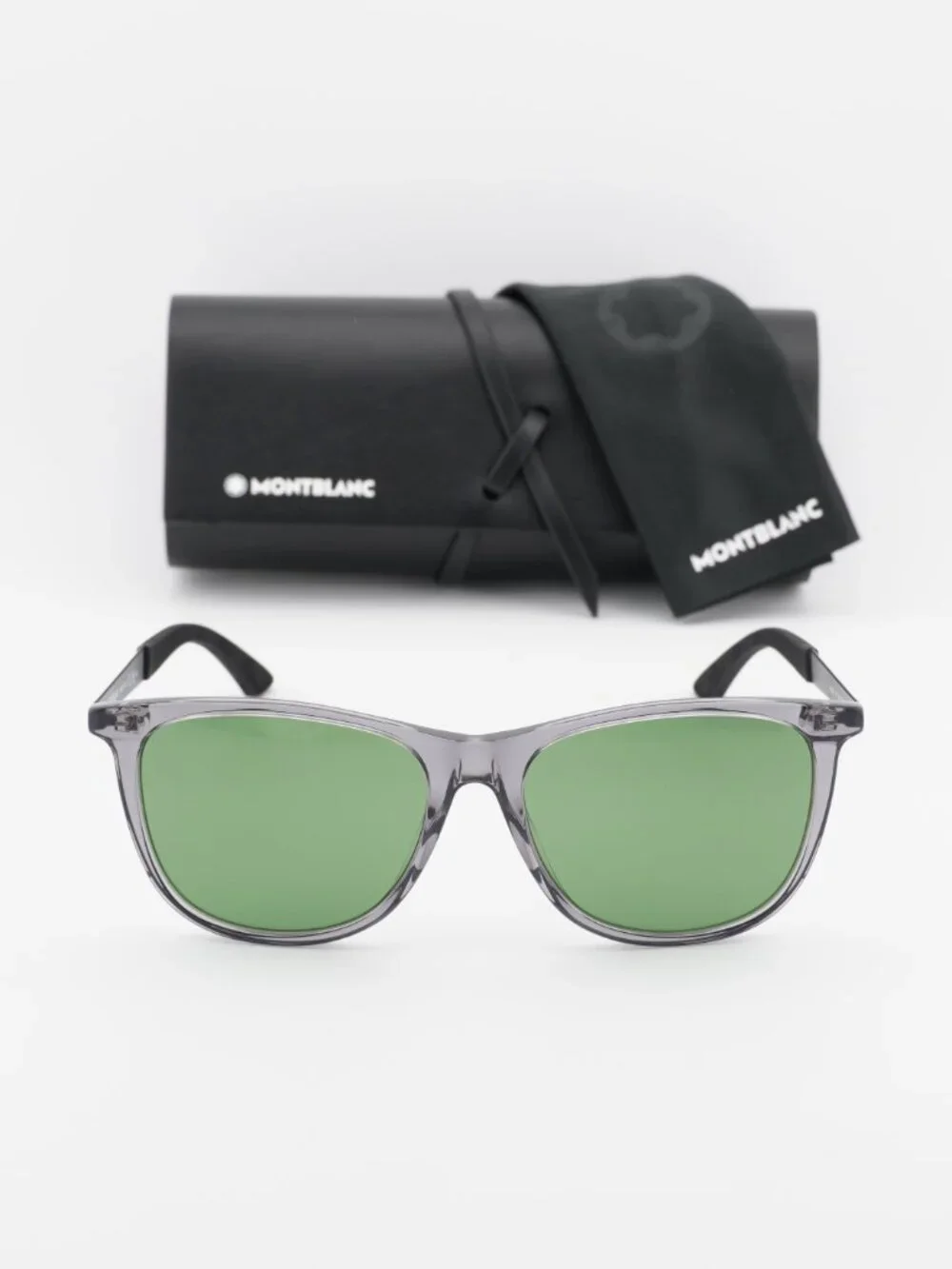 Montblanc MB0330S 002 Square Sunglasses - Grey / Black / Green